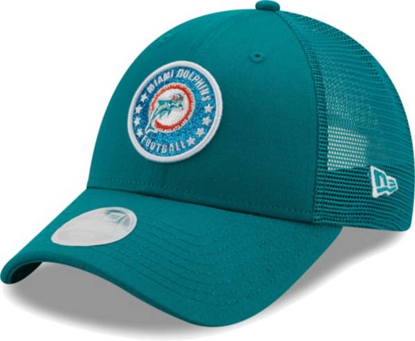 New Era Women's Miami Dolphins Aqua Sparkle Adjustable Trucker Hat