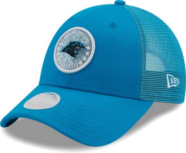 New Era Women's Carolina Panthers Blue Sparkle Adjustable Trucker Hat