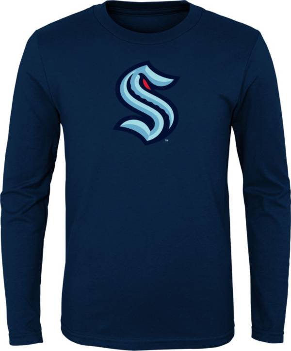 NHL Youth Seattle Kraken Navy Long-Sleeve Shirt