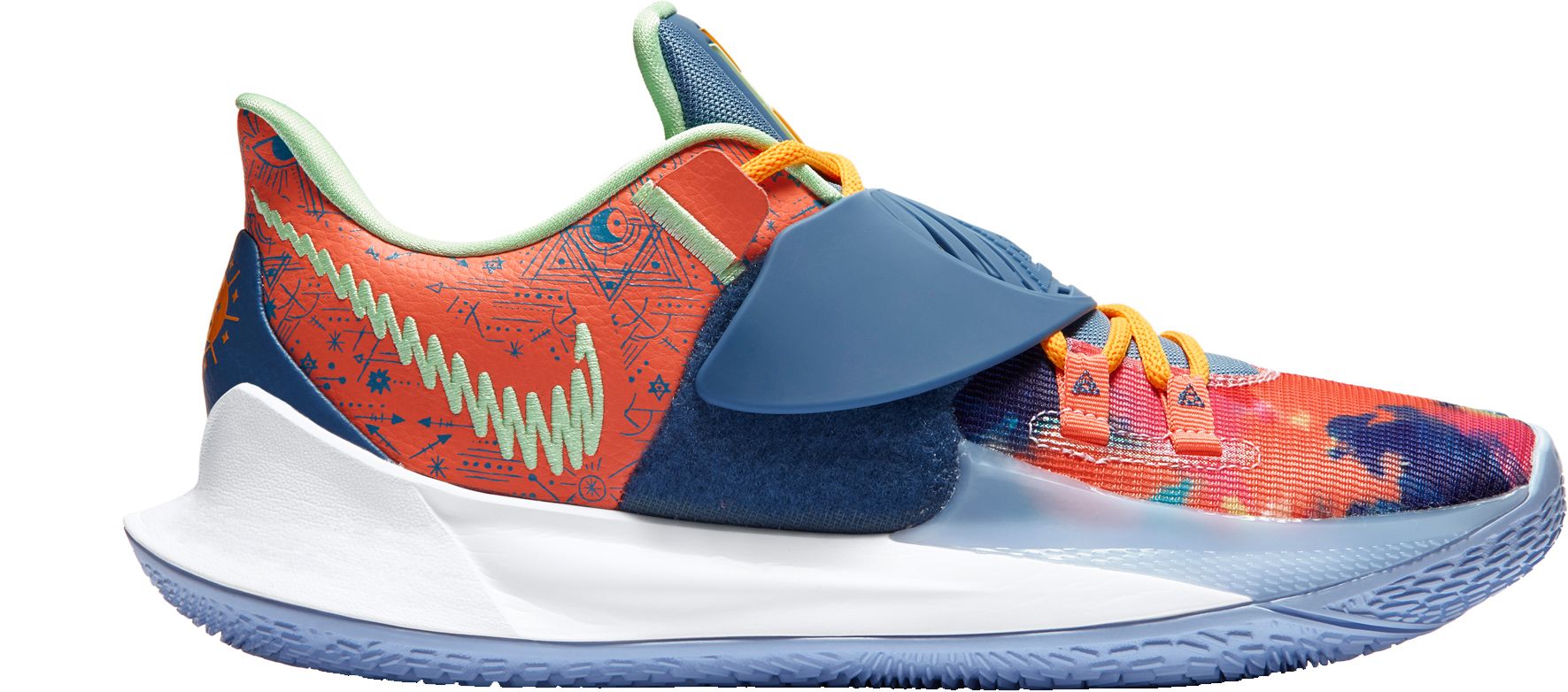 pink and blue basketball shoes