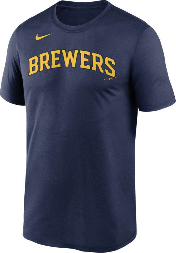 Nike Men's Milwaukee Brewers Navy Wordmark Legend Dri-FIT T-Shirt product image