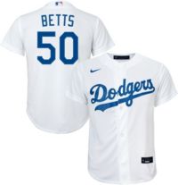 Nike Youth Replica Los Angeles Dodgers Mookie Betts #50 Cool Base Gray  Jersey
