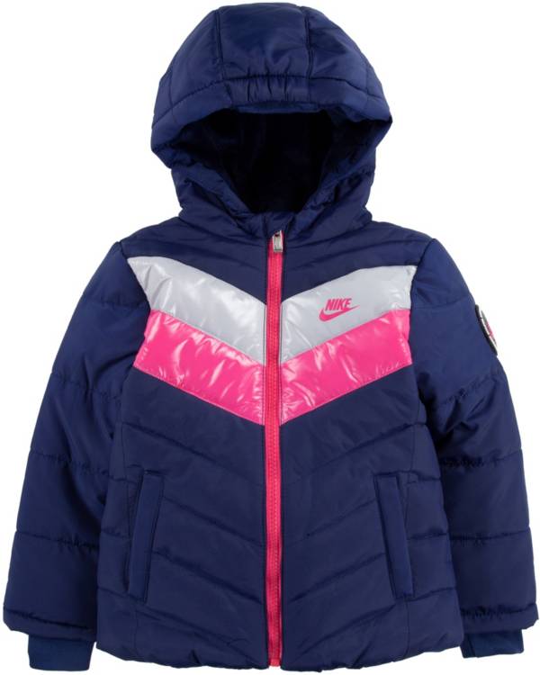 Nike Girls' Colorblock Chevron Puffer Jacket