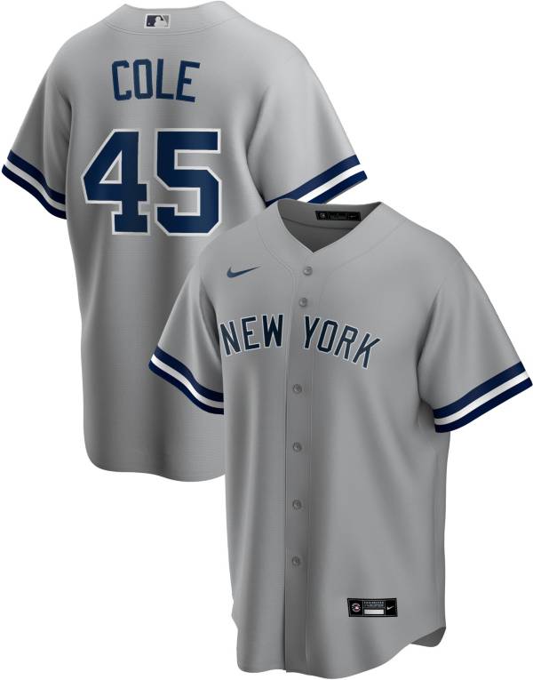 Nike Men's Replica New York Yankees Gerrit Cole #45 Cool Base Grey Jersey product image