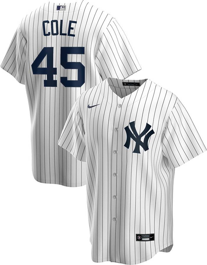Nike Men's Replica New York Yankees Gerrit Cole #45 Cool Base White Jersey