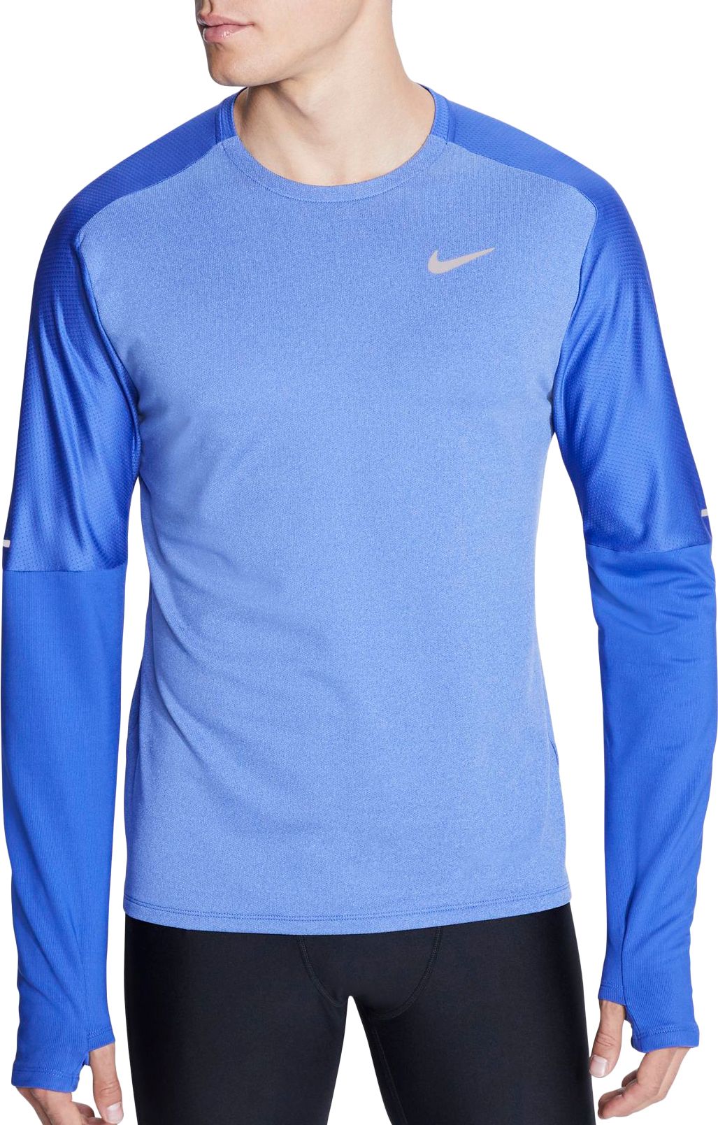 nike men's element crew running long sleeve tee