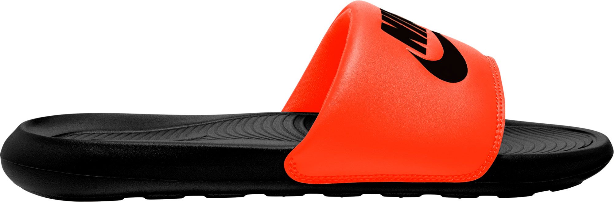 nike red and black slides