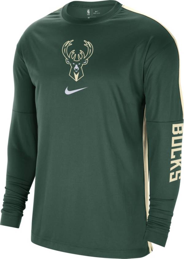 Nike Men S Milwaukee Bucks Green Dri Fit Long Sleeve Shooting Shirt Dick S Sporting Goods