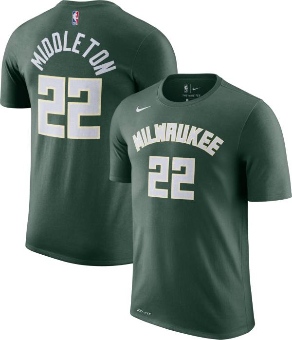 Nike Men's Milwaukee Bucks Khris Middleton #22 Dri-FIT Green T-Shirt