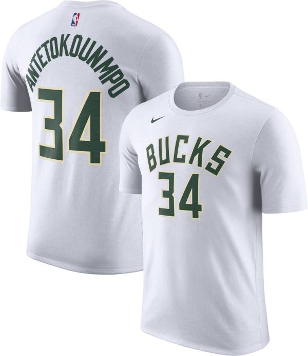 Nike Men's Milwaukee Bucks Giannis Antetokounmpo #34 White T-Shirt