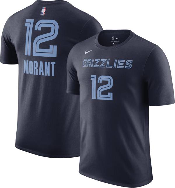 Nike Men's Memphis Grizzlies Ja Morant #12 Navy Cotton T-Shirt