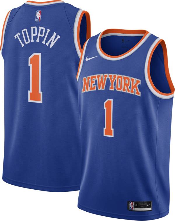 Nike Men's New York Knicks Obi Toppin #1 Blue Dri-FIT Swingman Jersey product image