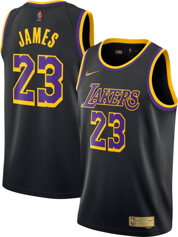 Nike Men S Los Angeles Lakers 2021 Earned Edition Lebron James Dri Fit Swingman Jersey Dick S Sporting Goods