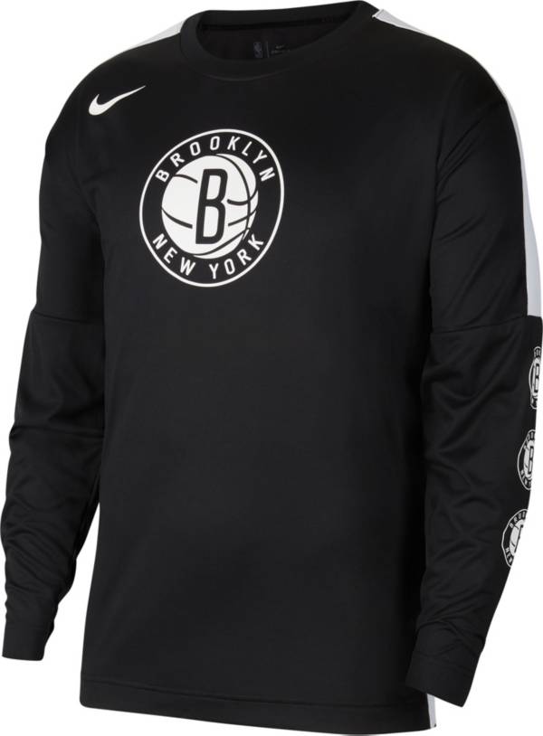 Nike Men's Brooklyn Nets Black Tonal Dri-FIT Long Sleeve Shooting Shirt