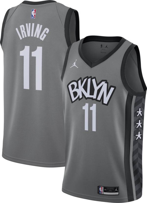 Jordan Men's Brooklyn Nets Kyrie Irving #11 Grey 2020-21 Dri-FIT Statement Swingman Jersey product image