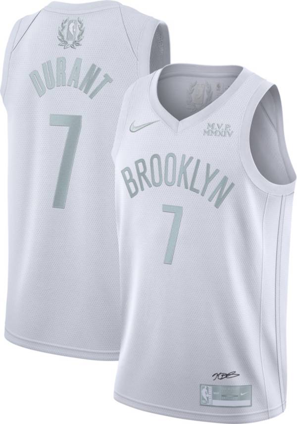 Nike Men S Brooklyn Nets Kevin Durant 7 White Mvp Dri Fit Swingman Jersey Dick S Sporting Goods