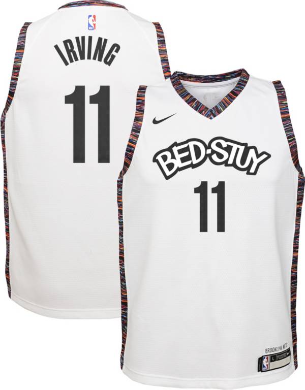 Nike Youth Brooklyn Nets Kyrie Irving 11 White Dri Fit City Edition Swingman Jersey Dick S Sporting Goods