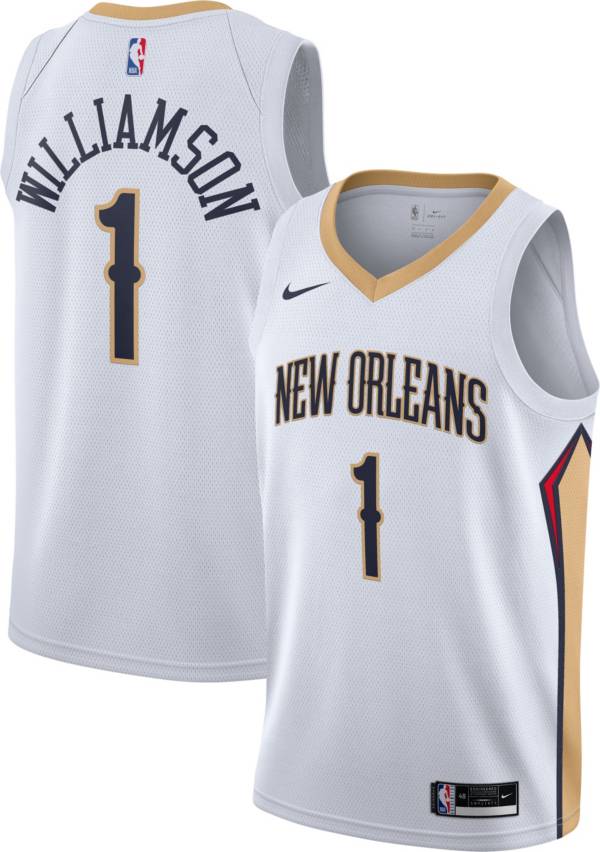 Nike Men's New Orleans Pelicans Zion Williamson #1 White Dri-FIT Swingman  Jersey