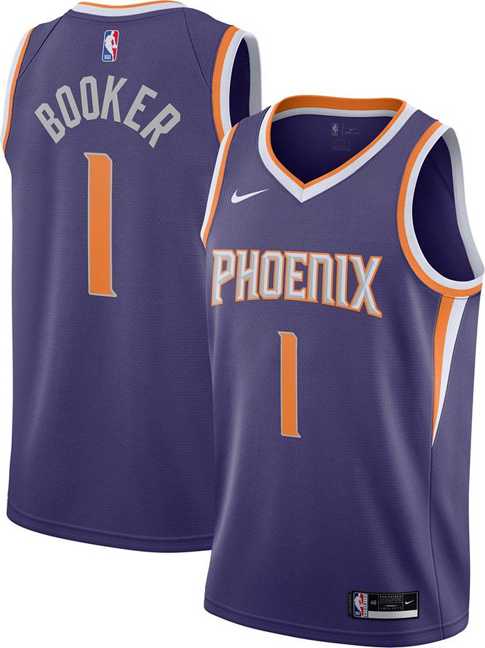 Nike Men's Phoenix Suns Devin Booker #1 Dri-Fit Icon Swingman Jersey, XXL, Purple