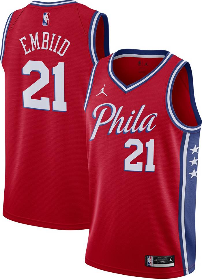 Men's Jordan Brand Joel Embiid Red Philadelphia 76ers Authentic Player Jersey - Statement Edition