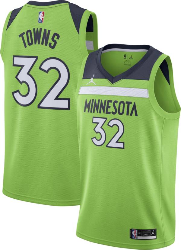 Jordan Men's Minnesota Timberwolves Karl-Anthony Towns #32 Green 2020-21 Dri-FIT Statement Swingman Jersey