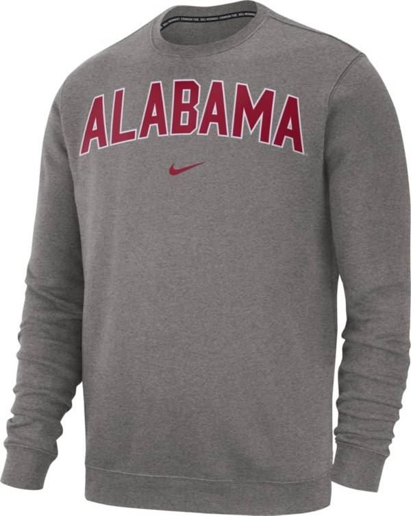 Nike Men's Alabama Crimson Tide Grey Club Fleece Crew Neck Sweatshirt