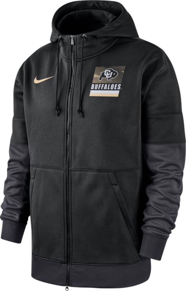 Nike Men's Colorado Buffaloes Therma Football Sideline Full-Zip Black Hoodie