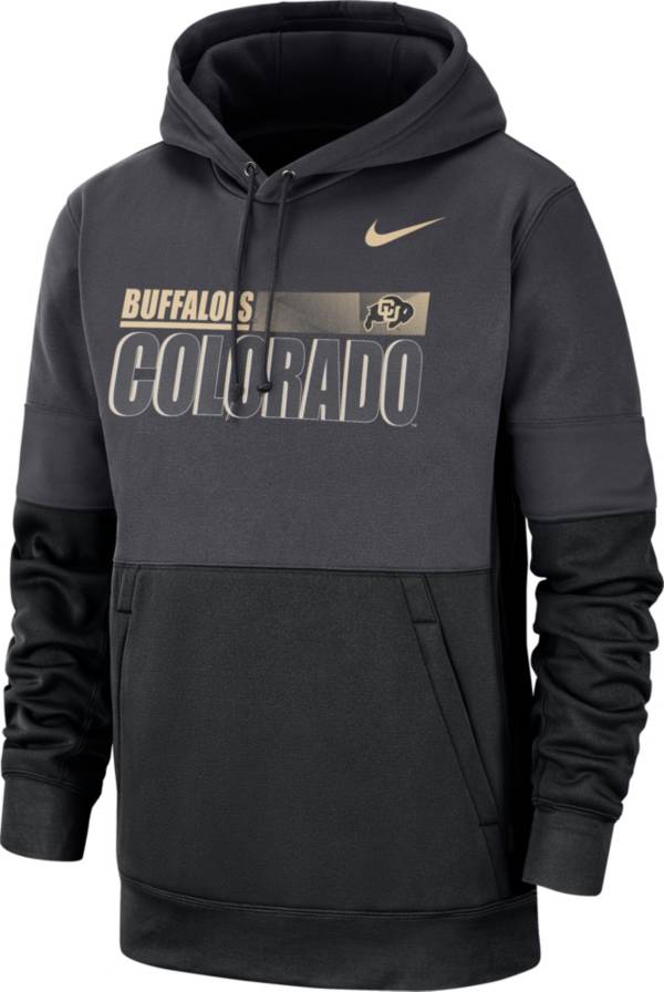 Nike Men's Colorado Buffaloes Grey Therma-FIT Sideline Fleece Football Hoodie