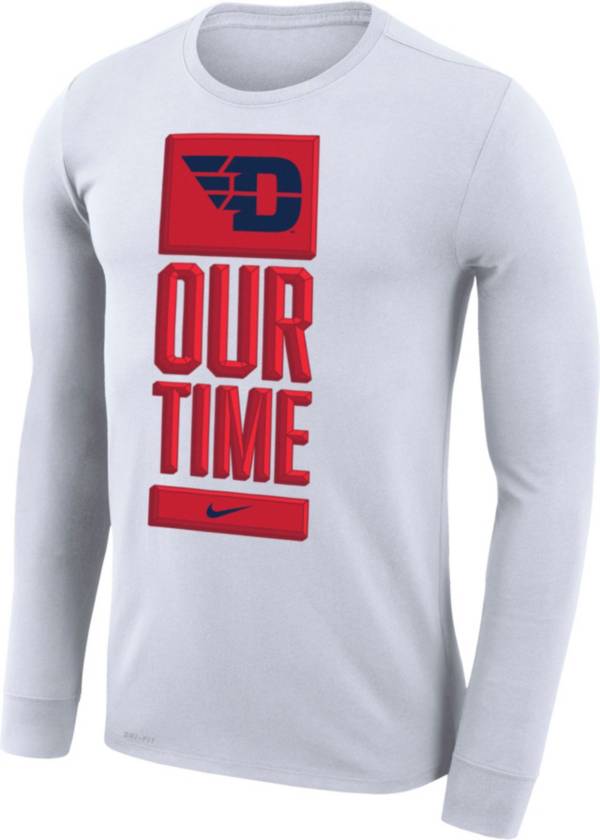 Nike Men S Dayton Flyers Our Time Bench Long Sleeve White T
