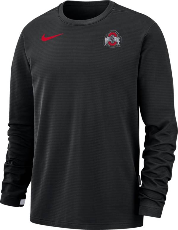 Nike Men's Ohio State Buckeyes Dri-FIT Coaches Pullover Long Sleeve Football Black T-Shirt