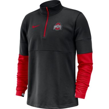 sorry, Nike Men's Ohio State Buckeyes Football Sideline Therma-FIT  Black Half-Zip Pullover Shirt is currently out of stock