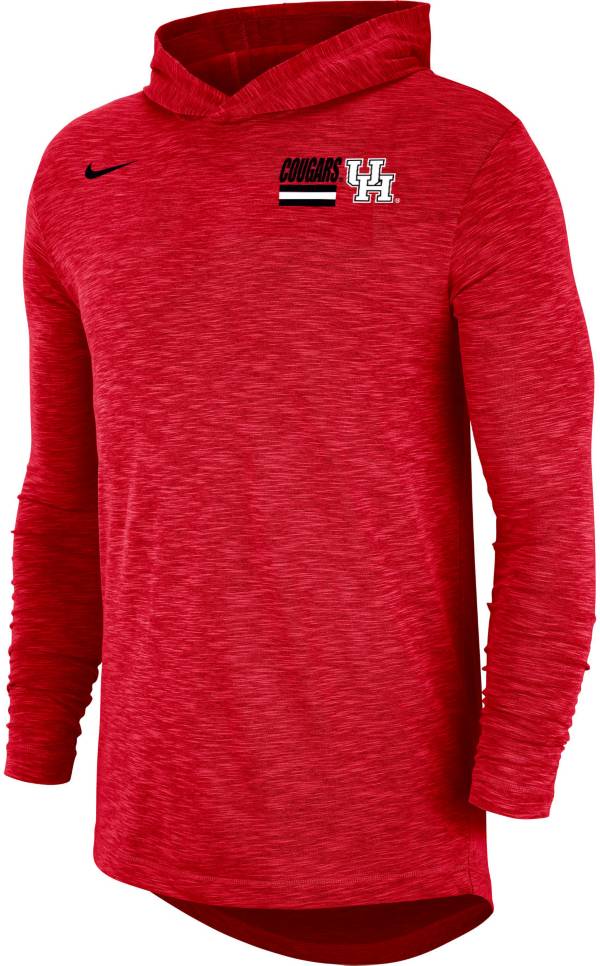 Nike Men's Houston Cougars Red Dri-FIT Slub Long Sleeve Hooded T-Shirt