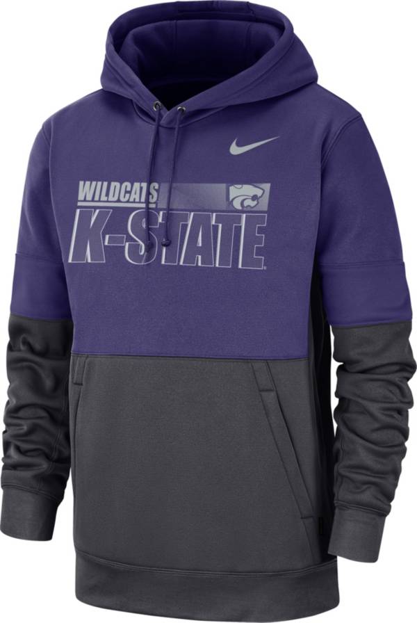 Nike Men's Kansas State Wildcats Purple Therma-FIT Sideline Fleece Football Hoodie