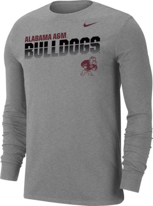 Nike Men's Alabama A&M Bulldogs Grey Dri-FIT Cotton Long Sleeve T-Shirt