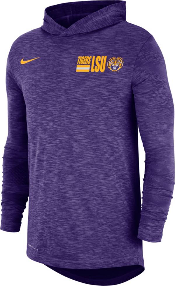 Nike Men's LSU Tigers Purple Dri-FIT Slub Long Sleeve Hooded T-Shirt