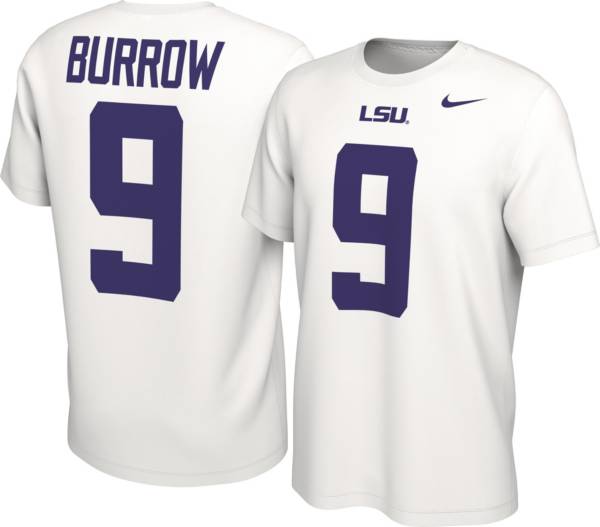 Nike Men's Joe Burrow LSU Tigers #9 White College Alumni Core T-Shirt