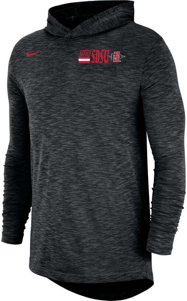 Nike Men's San Diego State Aztecs Dri-FIT Slub Long Sleeve Hooded Black T-Shirt