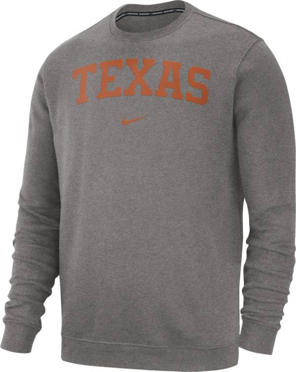 Nike Men's Texas Longhorns Grey Club Fleece Crew Neck Sweatshirt Dick