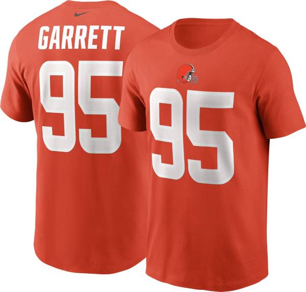 Nike Men's Cleveland Browns Myles Garrett #95 Logo Orange T-Shirt