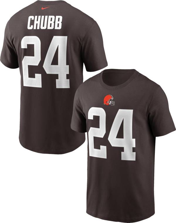 Nike Men's Cleveland Browns Nick Chubb #24 Seal Brown T-Shirt