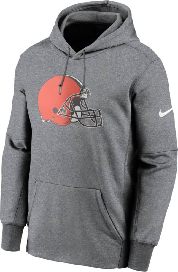 Nike Men's Cleveland Browns Grey Logo Therma Logo Hoodie