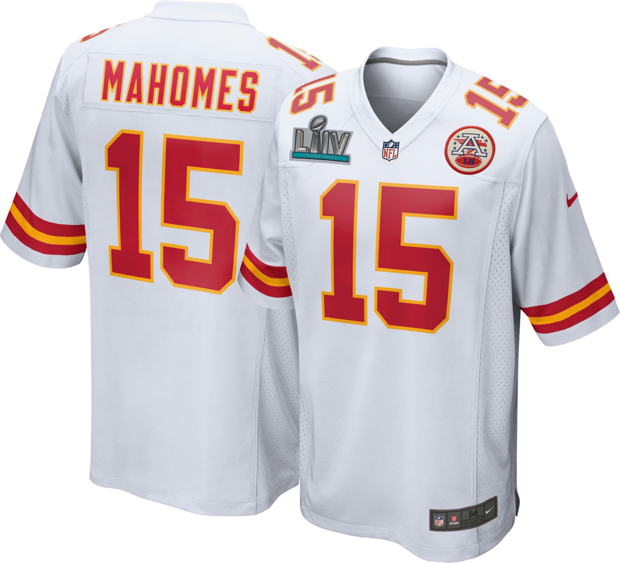 Nike Men\u0027s Super Bowl LIV Patch Kansas City Chiefs Patrick Mahomes #15 Away  Game Jersey