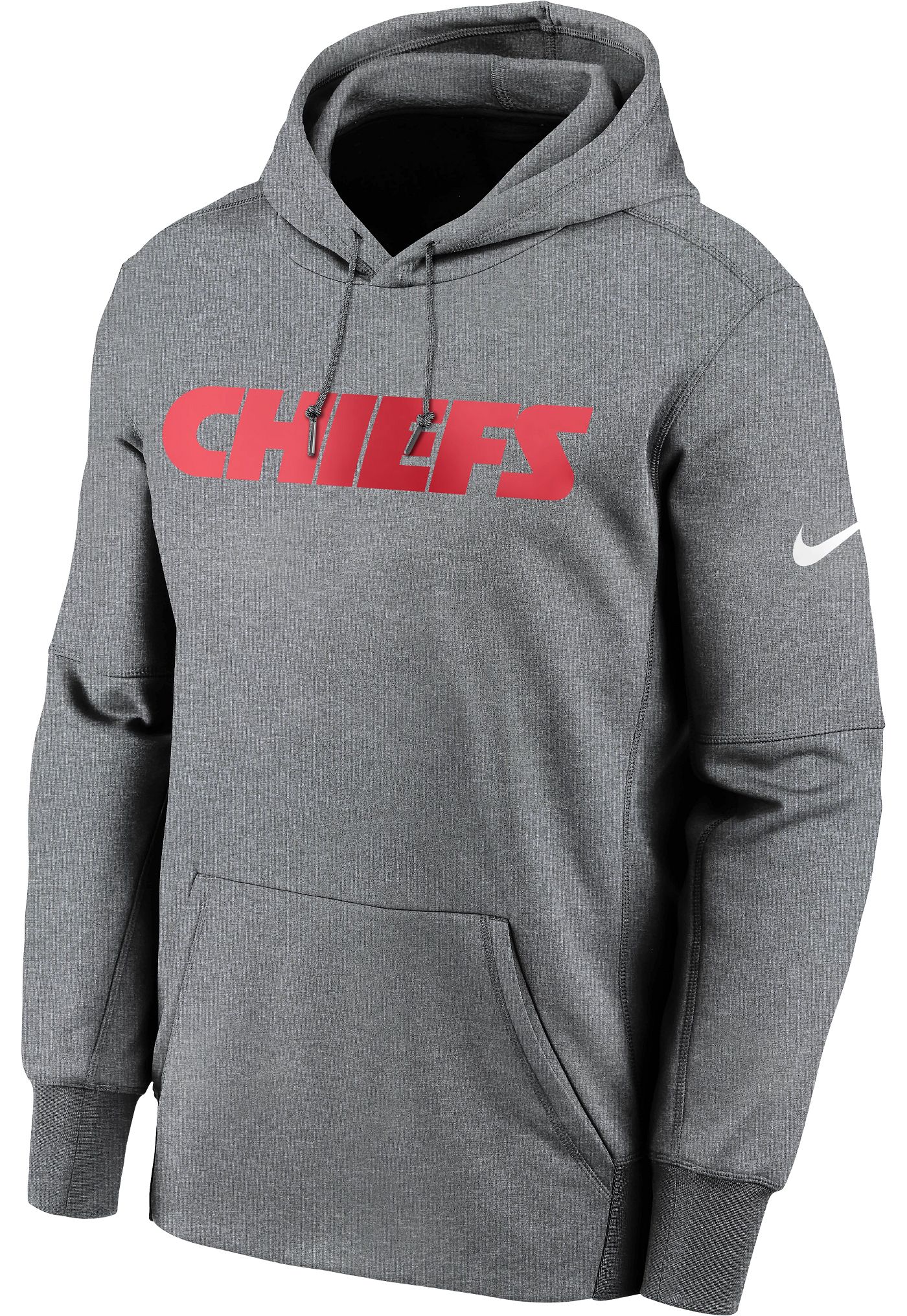 Nike Men s Kansas City Chiefs Grey Wordmark Therma Logo Hoodie Dick s Sporting Goods