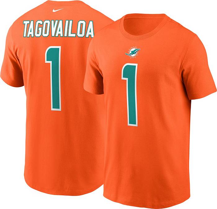 Nike Men's Miami Dolphins Tua Tagovailoa #1 Logo Orange T-Shirt