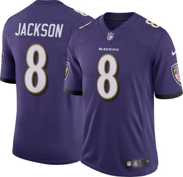 شاشة  هرتز Men's Baltimore Ravens #8 Lamar Jackson Purple Player Portrait Edition 2020 Vapor Untouchable Stitched NFL Nike Limited Jersey طقم كفرات