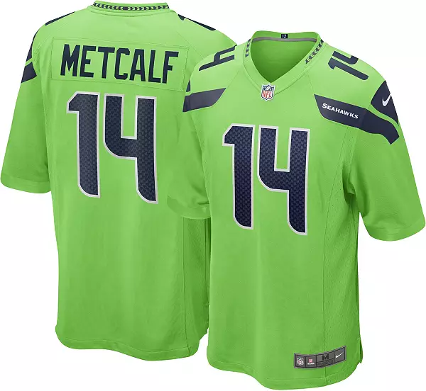 Nike Men's Seattle Seahawks D.K. Metcalf #14 Turbo Green Game Jersey