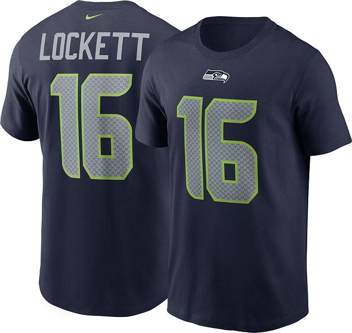 Nike Men's Seattle Seahawks Tyler Lockett #16 Logo Navy T-Shirt