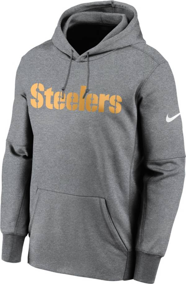 Nike Men's Pittsburgh Steelers Sideline Therma-FIT Wordmark Grey