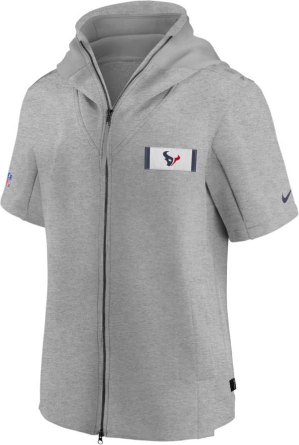 Nike Men's Houston Texans Grey Sideline Showout Short Sleeve Full-Zip Hoodie