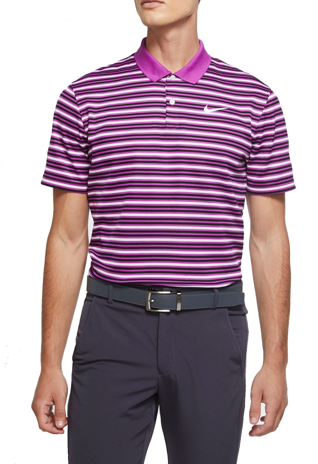 nike striped golf polo